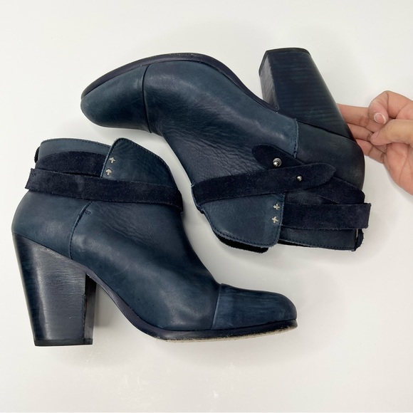 Rag & Bone Harrow Booties Navy Leather Size EU 39.5 - Picture 6 of 16
